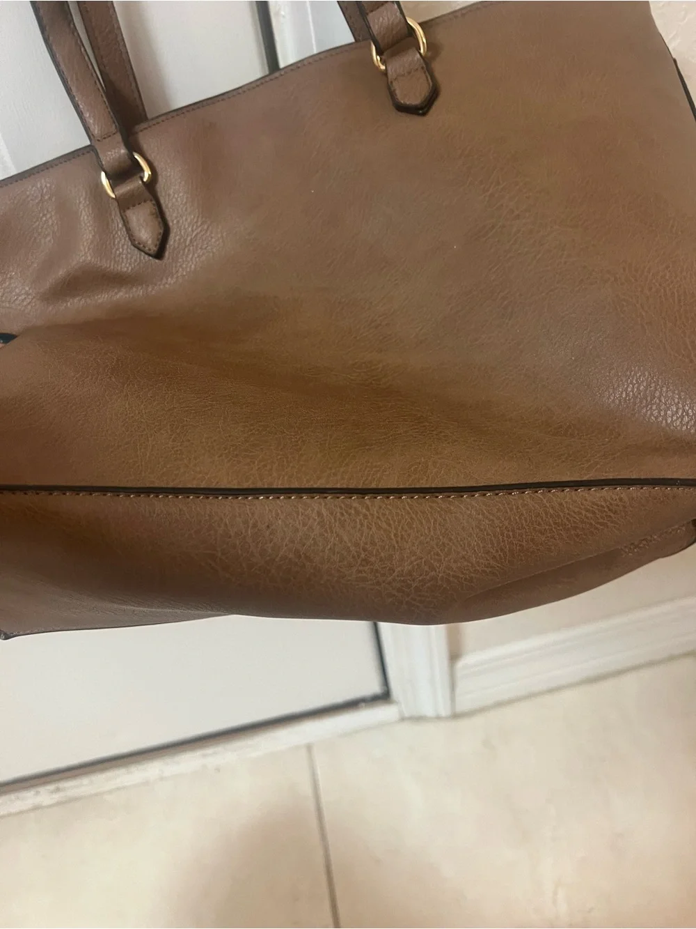 Everyday Tan Tote Bag with Gold Accents